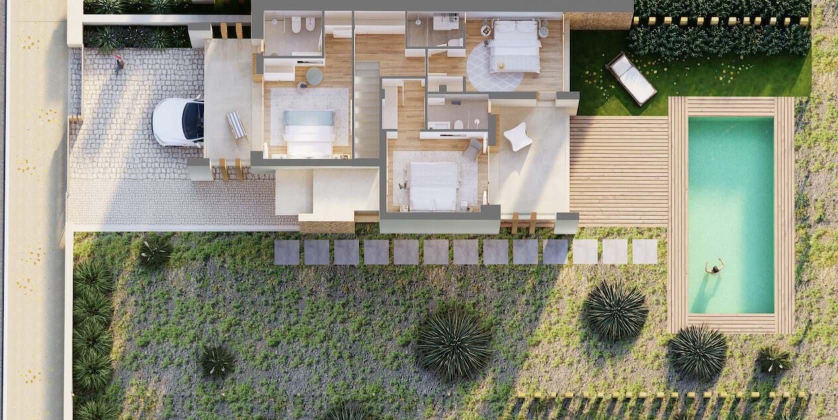 Twin villa with 3 bedrooms in golf resort and access to the beach