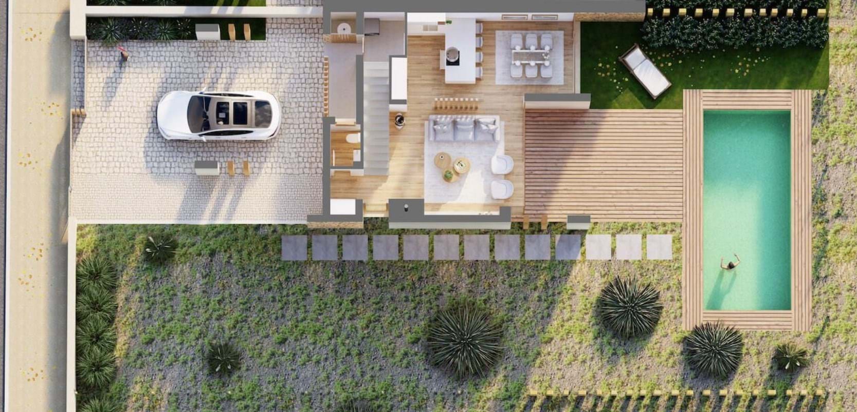 Twin villa with 3 bedrooms in golf resort and access to the beach